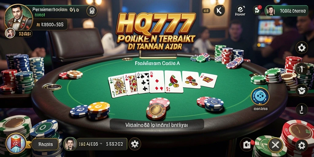 Tampilan gameplay Poker yang mendebarkan di HQ777.