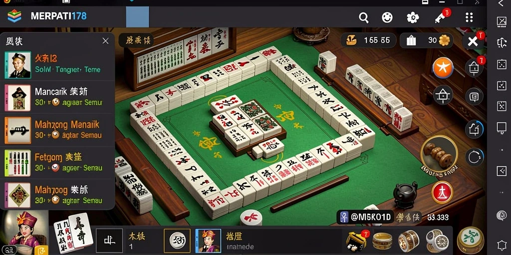 Tampilan gameplay menarik MERPATI178 dengan ubin Mahjong berwarna-warni.