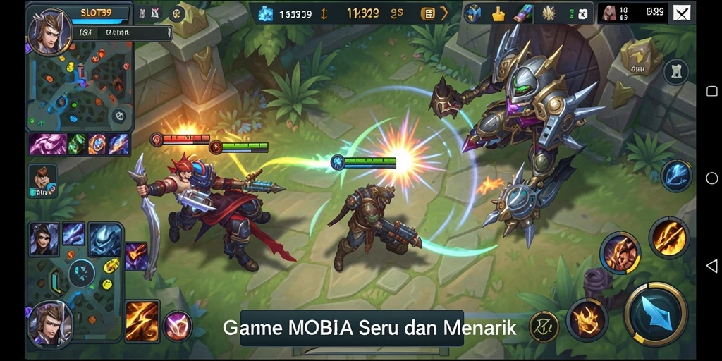 Tangkapan layar gameplay SLOT39 menunjukkan aksi seru di arena pertempuran.