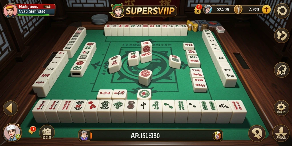 Screenshot dari gameplay SUPERSVIP yang menarik dengan ubin Mahjong.