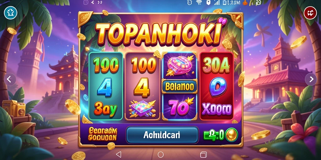 Screenshot gameplay TOPANHOKI menampilkan keseruan permainan slot yang mendebarkan.